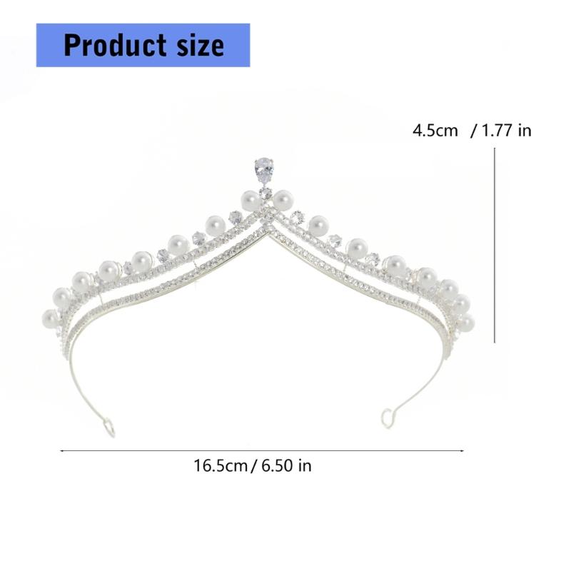 Elegant Pearls Crowned Headband For Weddings Parties And Event Sparkling Rhinestones Metal Construction Headdress