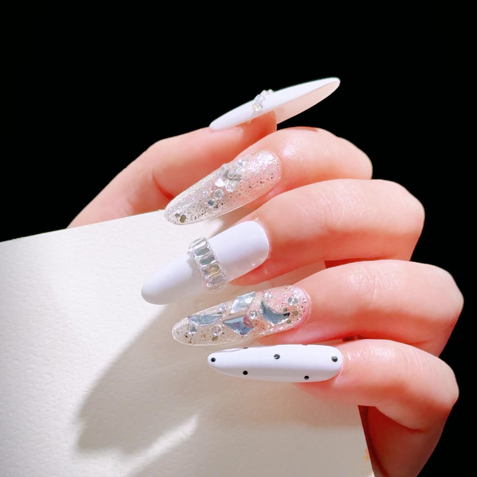 High-Quality Handmade Cat Eye Fairy Translucent Nude Wearable Nail Tips