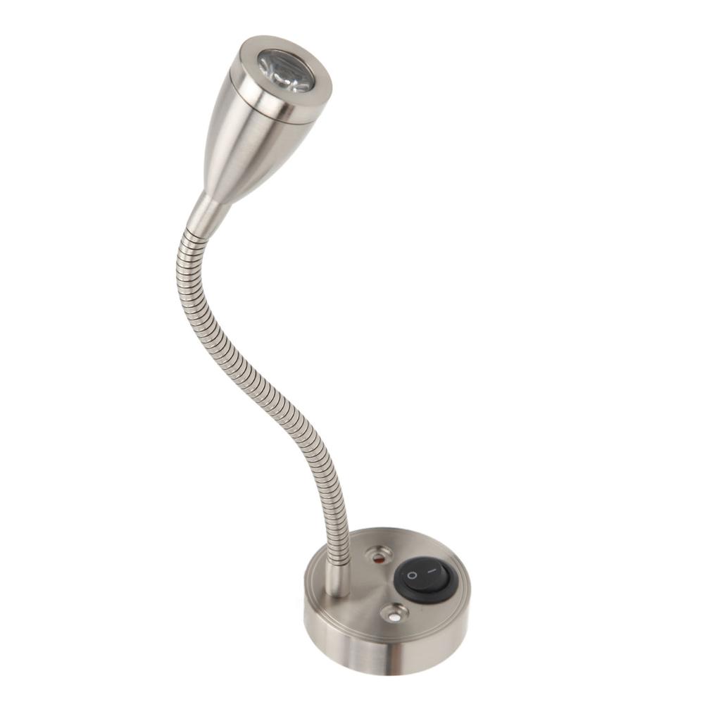 RV LED Bedside Light 360 Degree Swivel Flexible Goosneck Light for DC 12V to 24V Boat Camper Truck Cars Nickel Plated