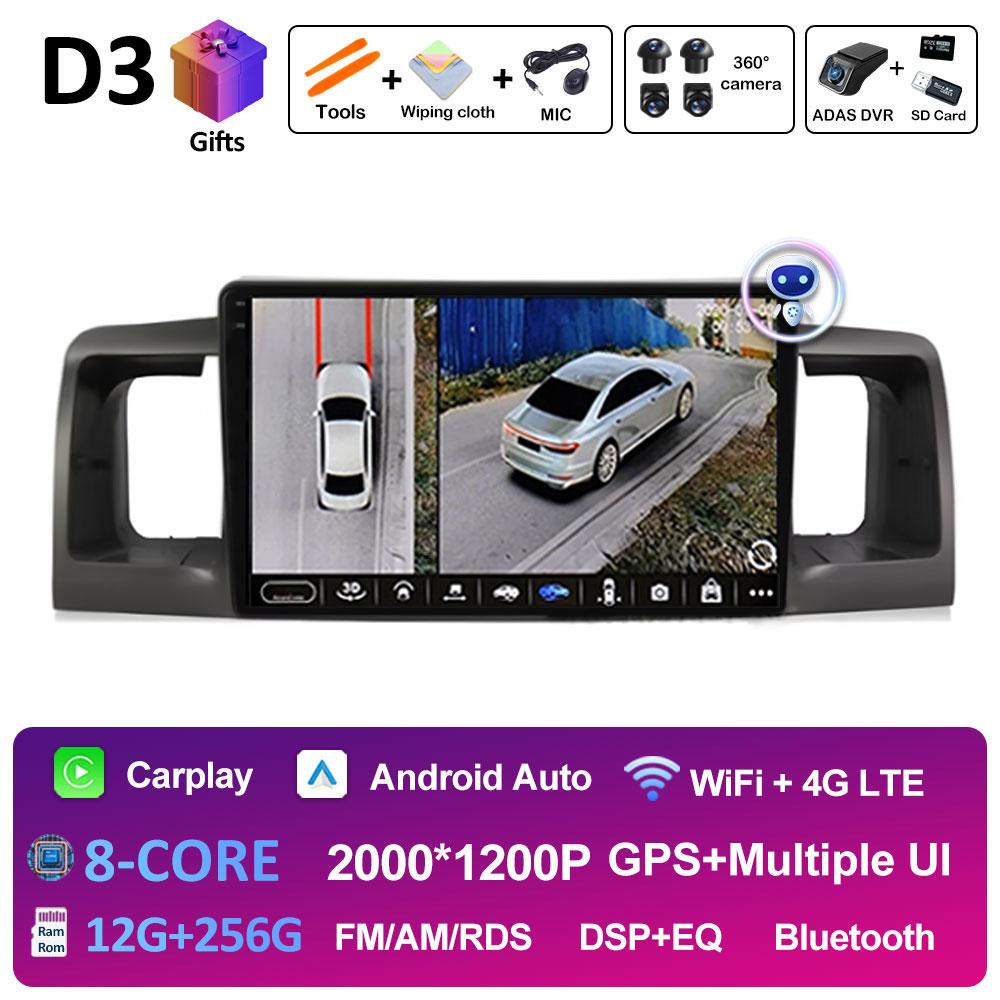 For Toyota Corolla E120 2000 2001 2002 2003 2004 Car Multimedia Video Radio Player DSP Stereo Autoradio Cooling fan Bluetooth 4G