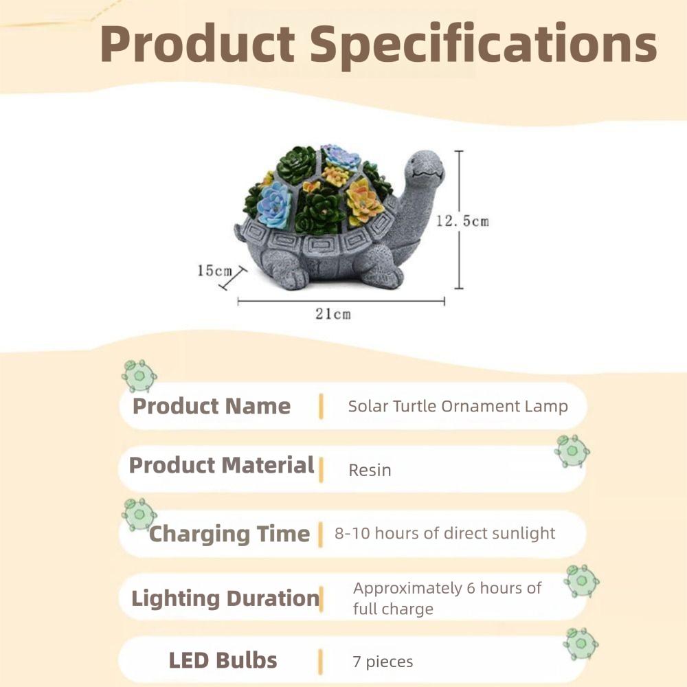 Cute Solar Turtle Garden Statues Solar Powered Lawn Decor Tortoise Statue Outdoor Use