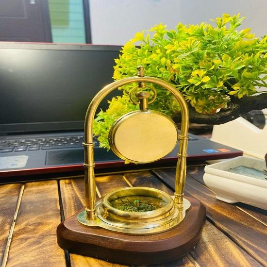 Tischuhr Schreibtisch Messinguhr für Bürodeko Weihnachtsgeschenk