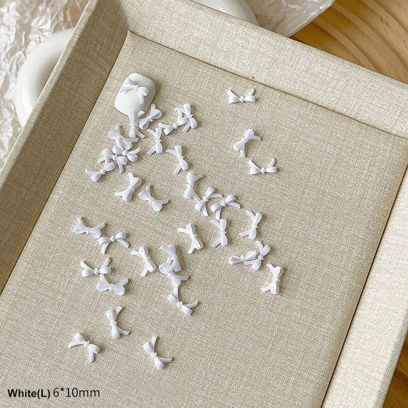 50Pcs Colorful Bow Nail Art Parts Charms Bulk Shiny Mini Resin Ribbon Nail Rhinestones Diy Summer Nail Art Decor Accessories