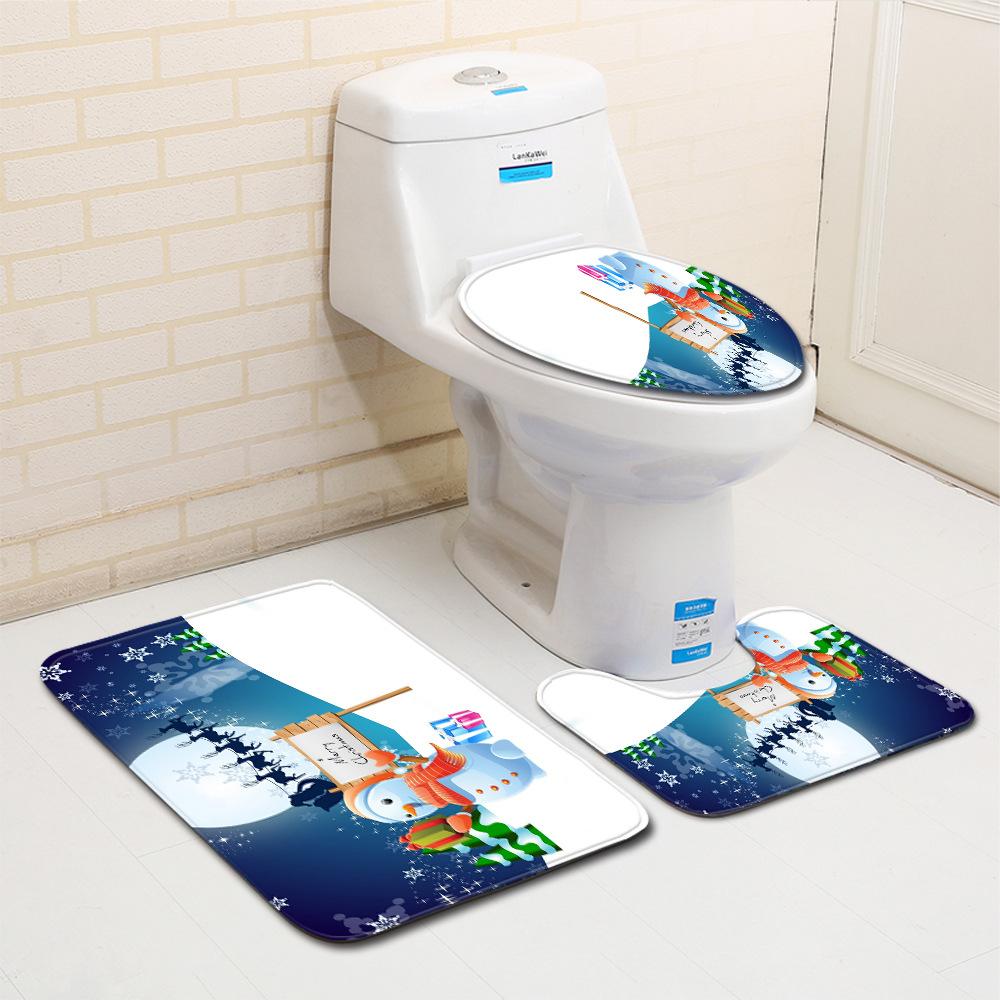 Christmas Bathroom Floor Mat Toilet Three-Piece Set
