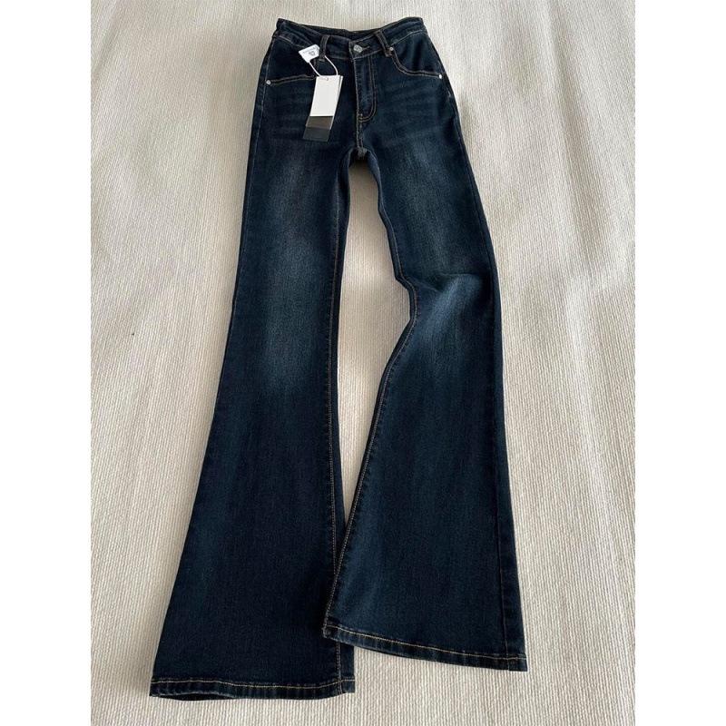Women's American Style High-Waisted Slim Fit Stretch Micro-Flare Jeans for Autumn/Winter - Simple, Versatile, Trendy Long Pants