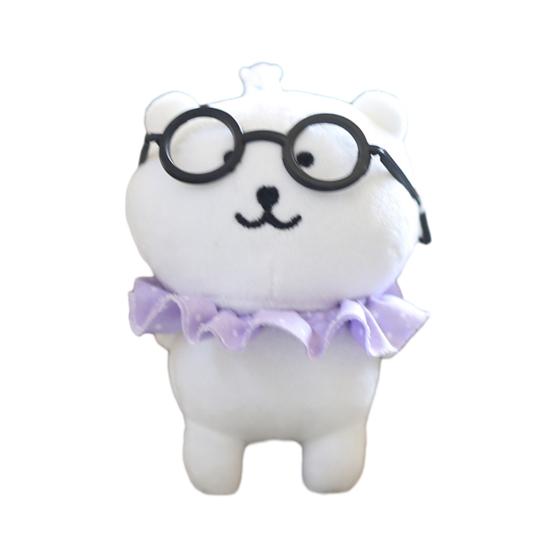 

Кукла-подвеска в очках, думающая кукла-медведь, брелок-подвеска, аксессуар для школьного ранца, мягкая бархатная ткань, брелок-подвеска фиолетовый