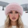 Faux Fur Brim Puffy Bucket Cap Vertical Texture Plush Trapper Hats Fluffy Winter Bonnet  Students