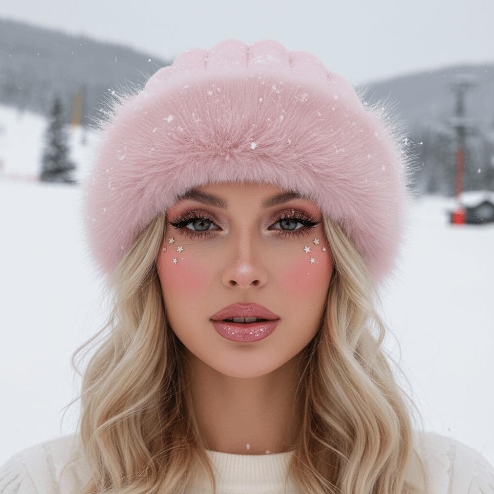 Faux Fur Brim Puffy Bucket Cap Vertical Texture Plush Trapper Hats Fluffy Winter Bonnet Students