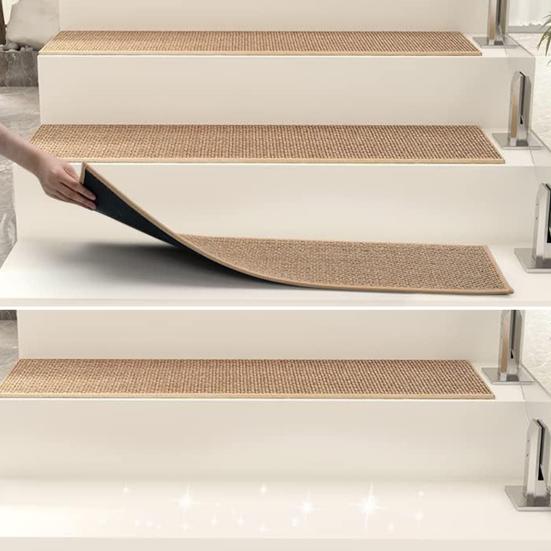 1/5 Pcs Stair Mat Self-adhesive Strong Adhesion Easy Installation Non-Slip No Cutting Protects Stairs from Damage Stair Floor Mat Washable Dorm