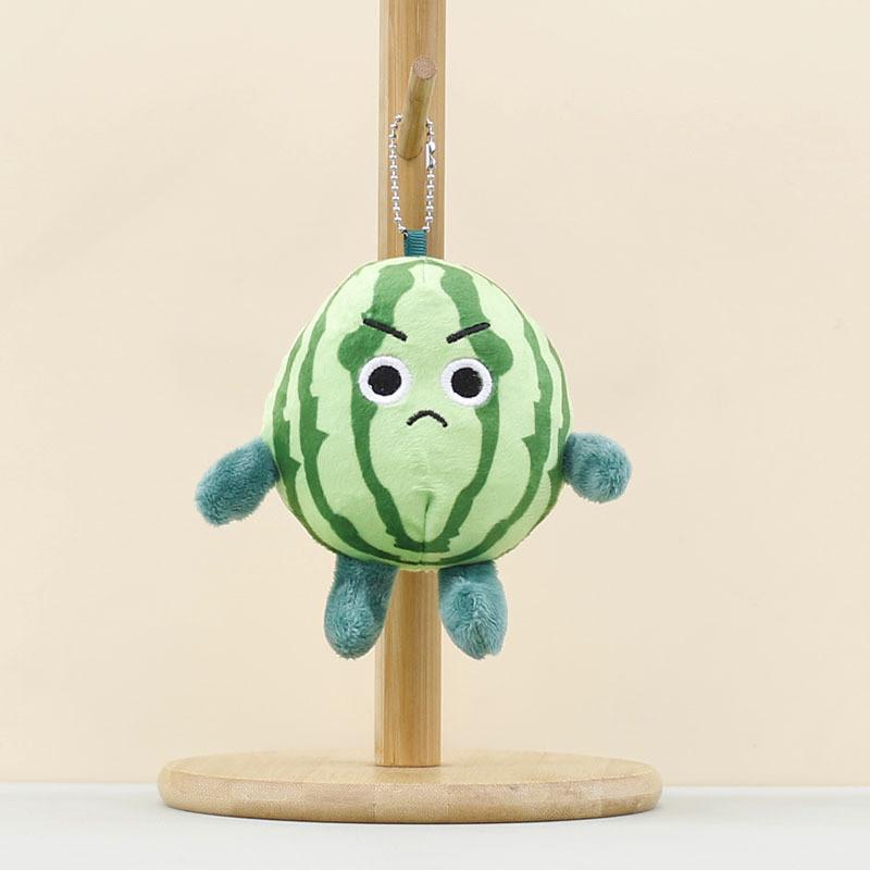 

Watermelon Keyring Plushie With Embroid Smiling And Frowning Design Expressions Frowning