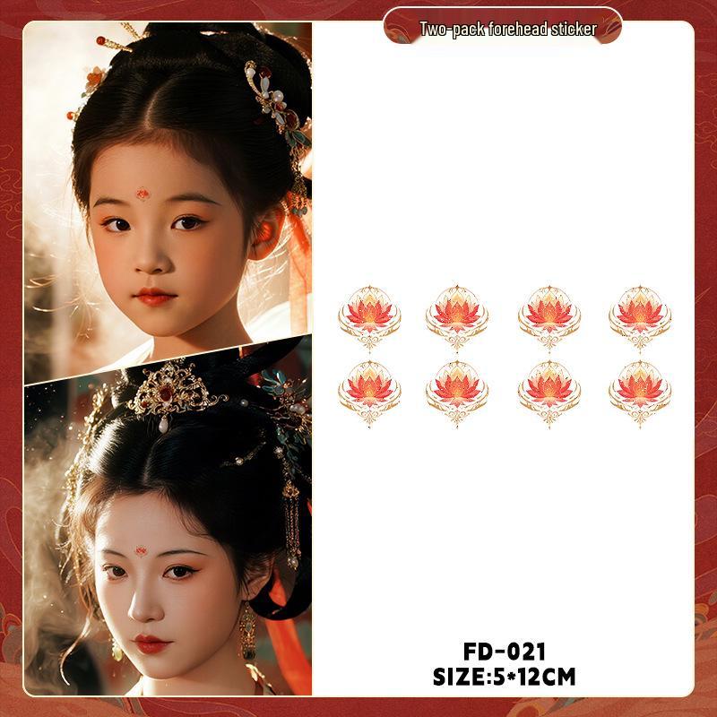 Dunhuang Glitter Face Stickers: Ancient Style Forehead & Eye Tattoos for Hanfu and Stage Performance