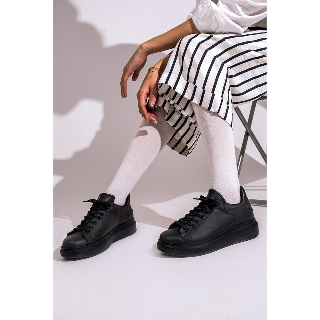 PRA BLACK THICK SOLE SNEAKER GRAY AND WHITE CALFSKIN