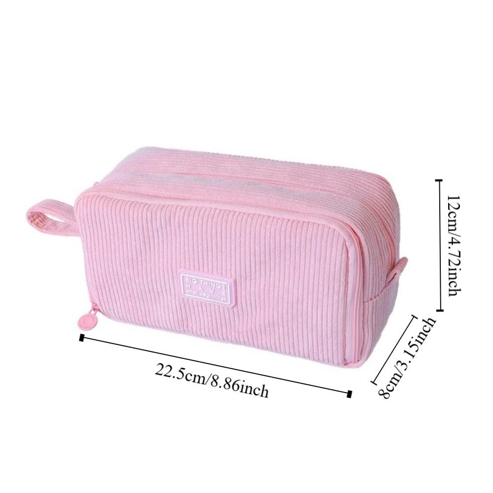 Durable Corduroy Pencil Pouch Desk Organizer Portable Storage Bag School