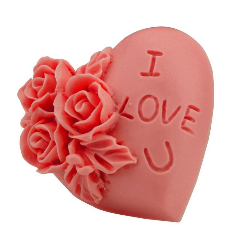 Heart Love Rose Flower 3D Silicone Soap Mold Food Grade Fondant Molds Cake Chocolate Candle Clay Cra