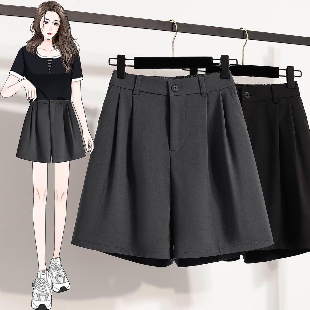 DIMANAF 2025 Plus Size Shorts Women Solid Loose High Waist Casual Short Pants Basic Summer New Wide Leg Pants