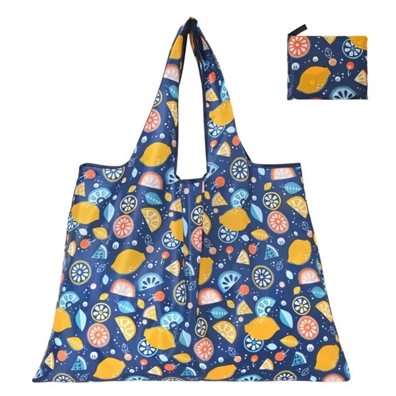 Large Capacity Folding Shopping Bag,Environmentally Friendly Folding Bag,Creative Portable Printed Hand-held Storage Bag