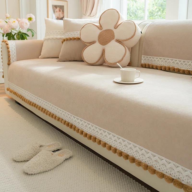 

Nordic Sofa Cushion Light Luxury Modern Four Seasons Universal New 2025 Khaki Striped Cushion Cover Cover Towel 45x45cm(pillowcase)