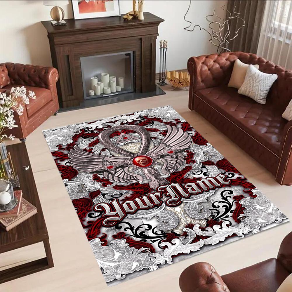 Gothic Illustrations Customizable Name Carpet Design for Dormitory Playrooms Outdoor Entryway Anti-slip Rug Decorate Offices