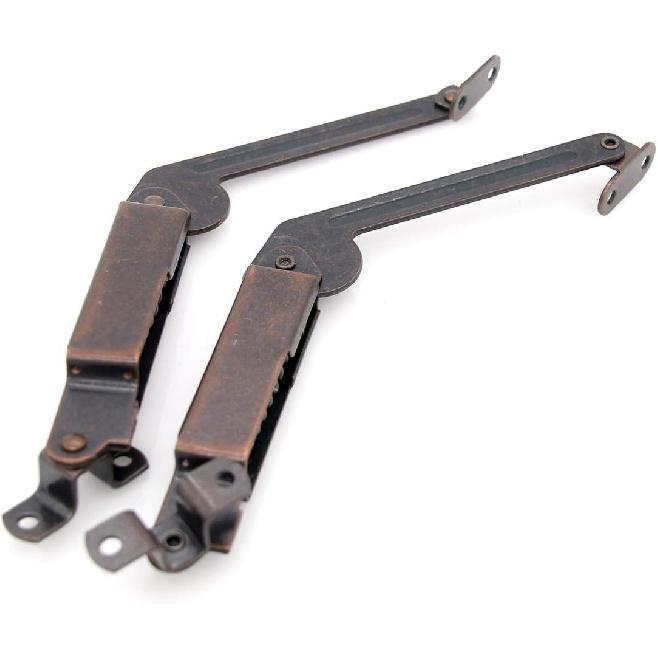 1 Pair of Self-Balancing Lid Support Hinges, Left & Right, Dark Bronze Tone Hinge with Screws for Sofa, Box, Cabinet, Open Length 7.9-in (20 Cm)