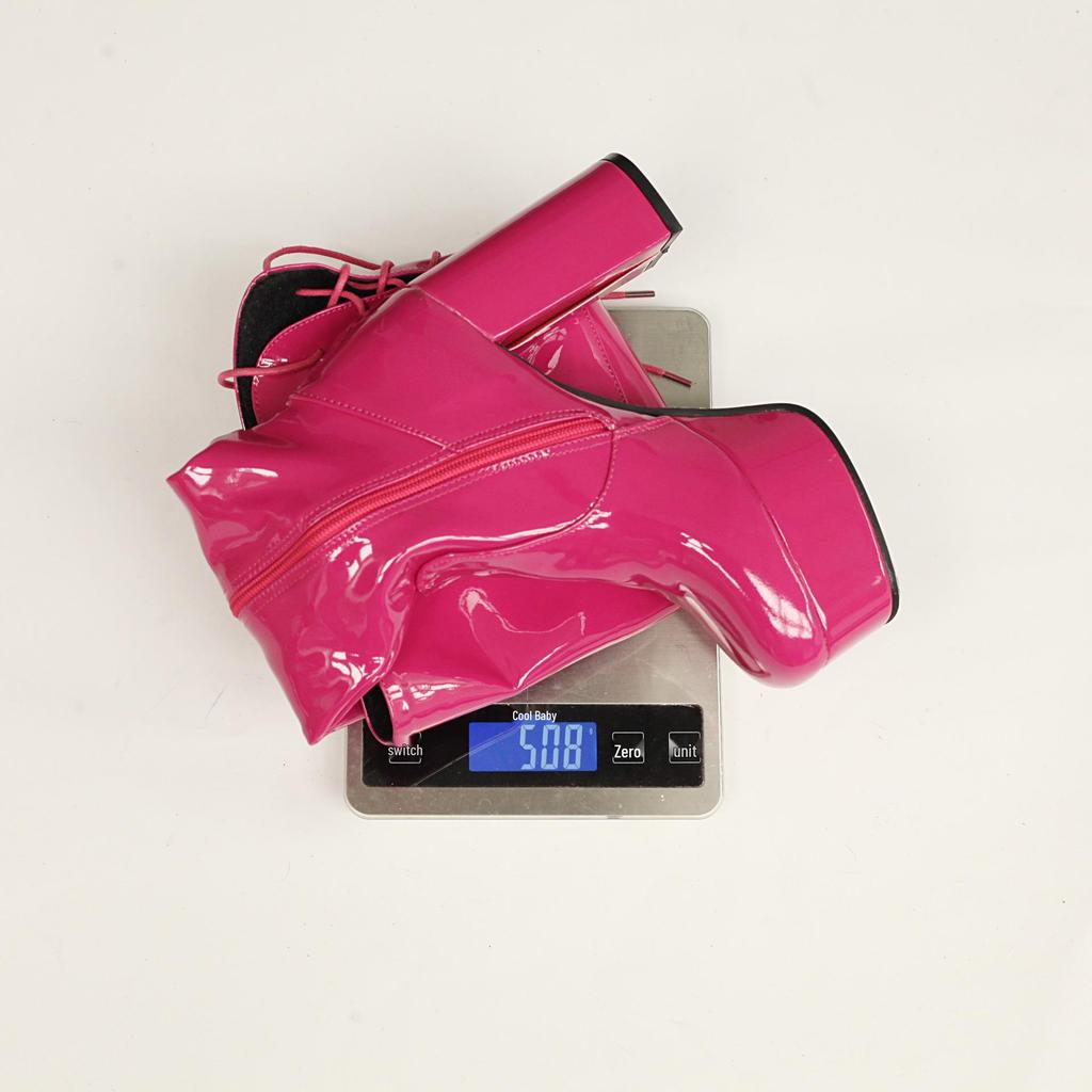 Stivali da Donna Eleganti in Vernice con Plateau e Tacco Chunky, Sopra il Ginocchio