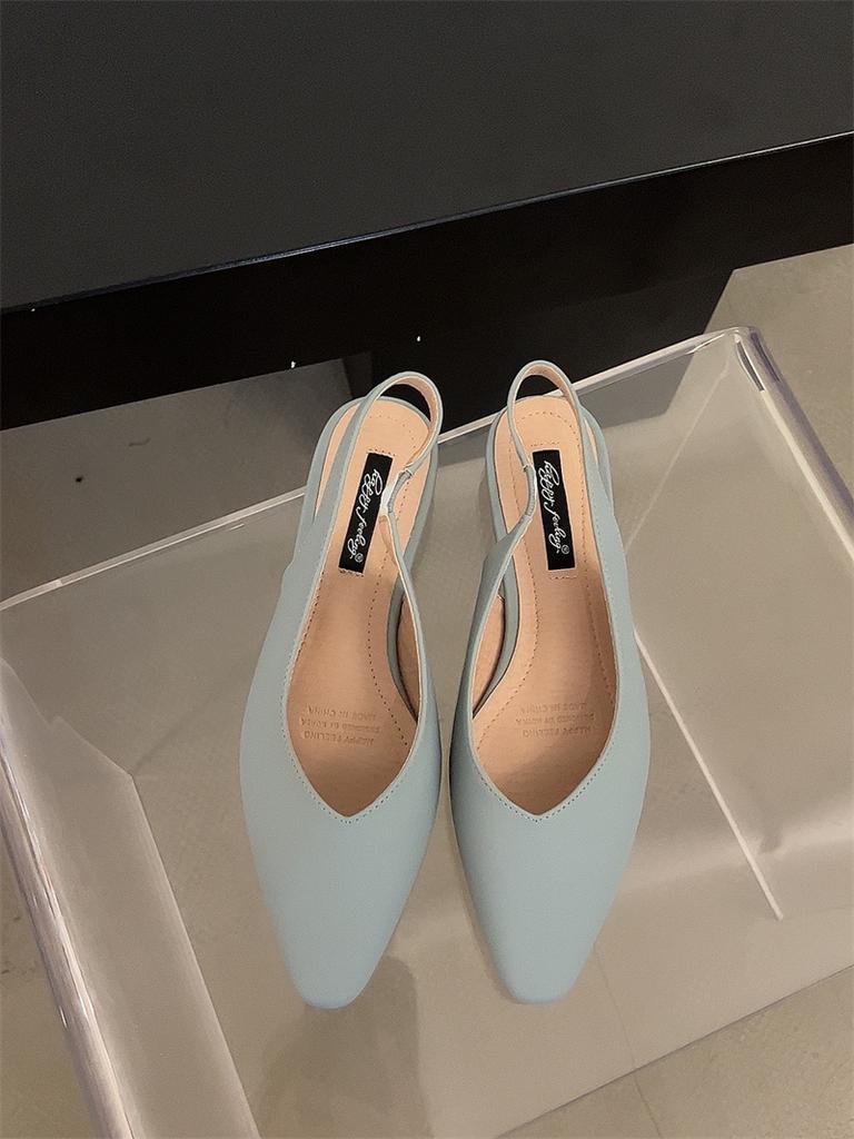 Fashion Bailamos Women Flats Low Heel Slingback Sandals Slip On Shallow Mules Shoes Pointed Toe Female Office Lady Work Shoes Mujer