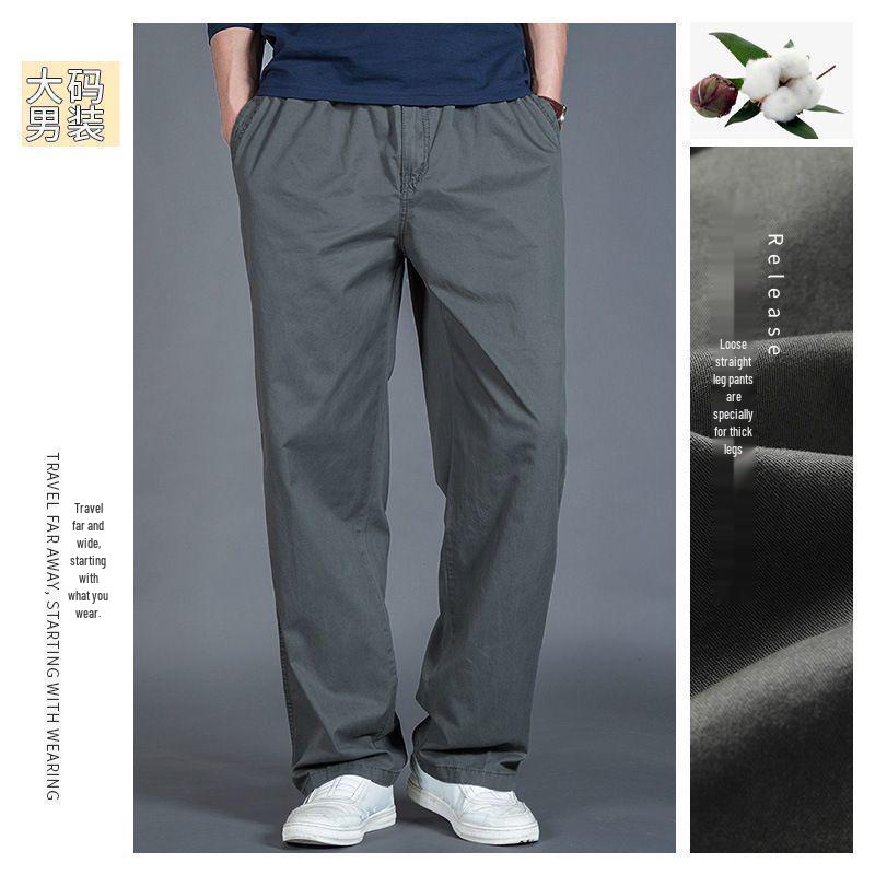 Men's Casual Multi-Pocket Cargo Pants - Spring/Autumn, Straight Leg, Plus Size, Solid Color