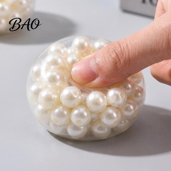 Portable Anxiety Relief Gifts Pearl Bead Filled Stress Toy, Soft TPR Sensory Relaxation Squeeze Ball, Comforting Balls Slow Rebound Rice Cake Texture