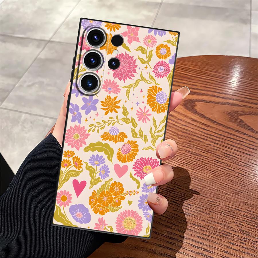 Cartoon Flower Art Funda Phone Cover Case for Samsung Galaxy S26 Ultra S25 Plus Note 20 8 9 10 S24 S20 Ultra S23 S10 S9 S21 FE