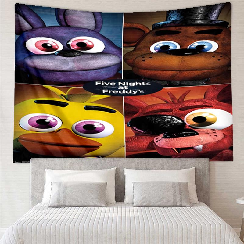 Freddy Print Tapestry, Backdrop, Easy Setup, Ideal for Bedroom, Office & Living Room, with Aesthetic Wall Hanging Decor.