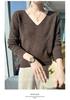 Women's V-Neck Wool Sweater: Slim Fit, Long Sleeve, Knit Base Layer for Autumn & Winter