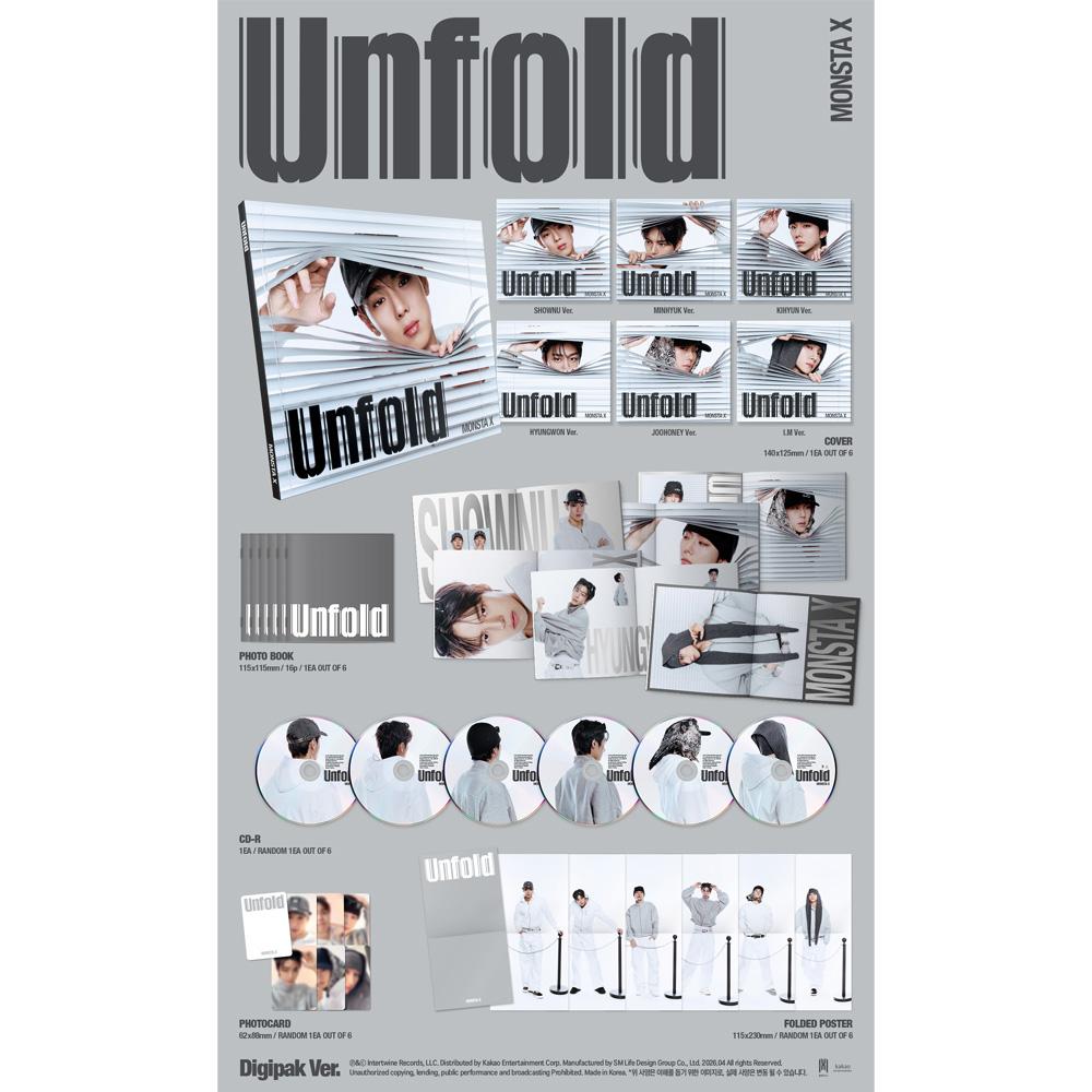 MONSTA X Unfold Kpop Album CD Photocard Official Random Digipack Version