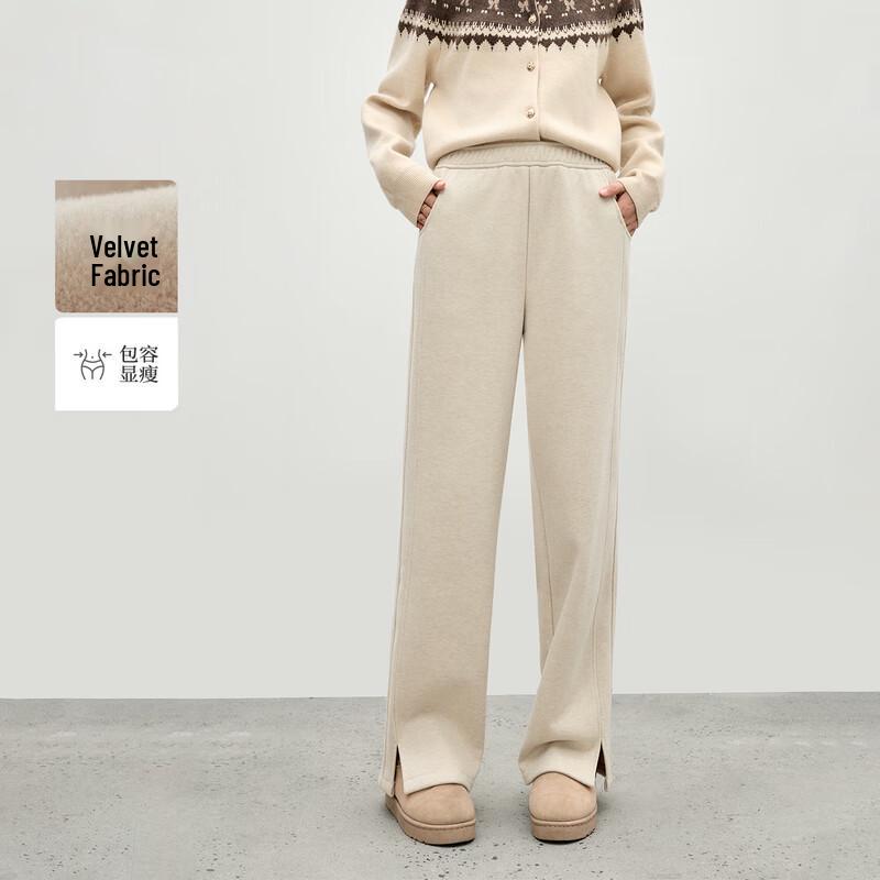 

Qiushui Yiren Winter Plush-Lined Flared Slit Casual Pants XL