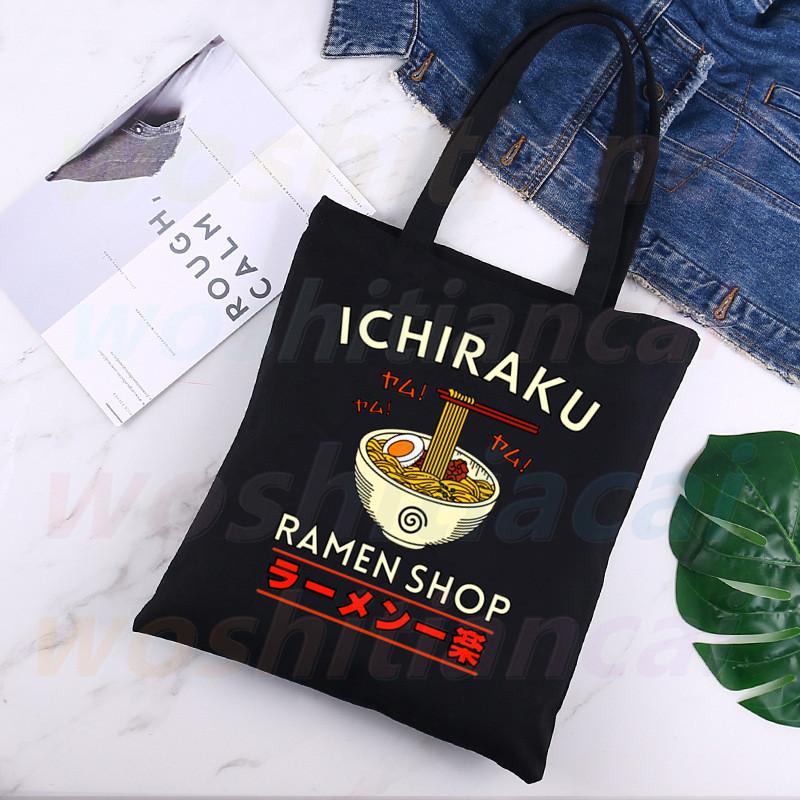 Anime Peripheral Japan's Anime Ramen Righteous Ardour Shopping Bag Women Canvas Tote Bags Eco Bag Shopper Shoulder Bags Black