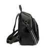 PU Convertible Backpack with Dual Front Vertical Zippers Casual Daypack for Women Daily Travel