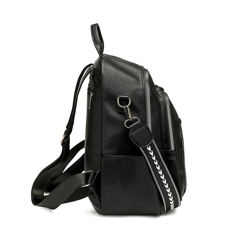 PU Convertible Backpack with Dual Front Vertical Zippers Casual Daypack for Women Daily Travel