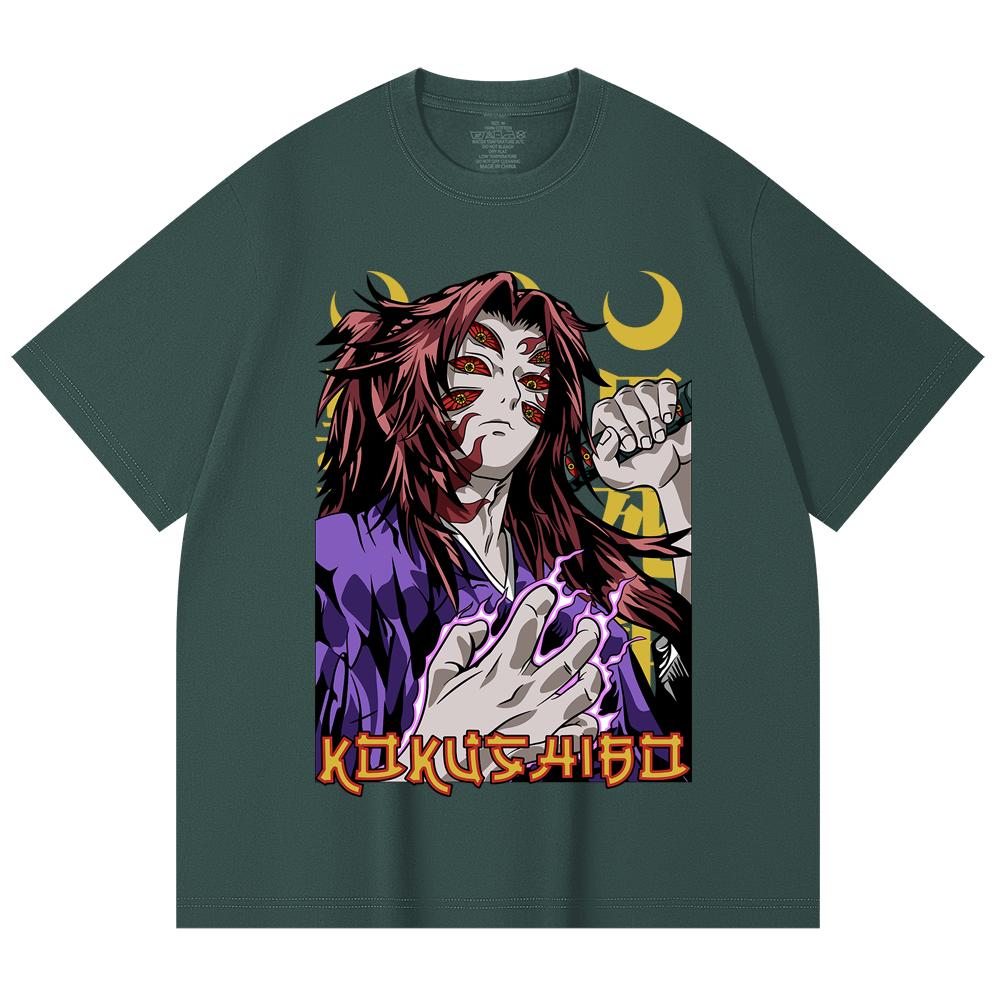 230 Gsm 100% Cotton Demon Slayer V105 Kokushibo Print Unisex Heavy Cotton T Shirt