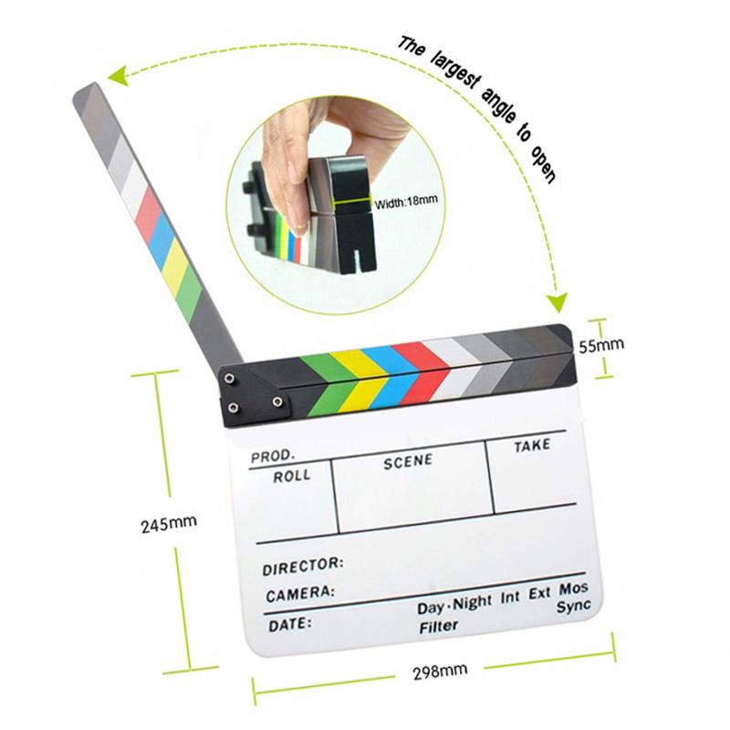 Acrylic Clapboard Dry Erase Director Film Movie Clapper Board Slate 9.6 * 11.7in
