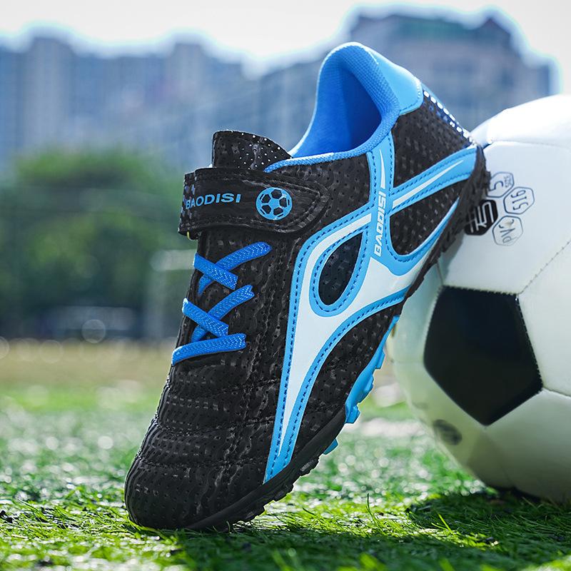 Mesh Velcro Children's Football Shoes Teen Students Breathable Broken Nails Middle and Older Children's Game Training Sneakers Men