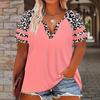 2025 Spring/Summer V-neck Ethnic Print Plus Size Women's Short Sleeve T-shirt