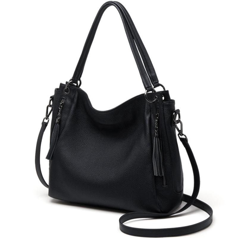 

Кожаная женская сумка, мягкая сумочка, непринужденный стиль, большая вместимость, повседневная женская сумка на одно плечо для поездок на работу, сумка-тоут 30*12*44cm чёрный