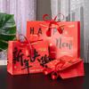 Red Present Wrap Bag Bow Ribbon New Year Gift Bag New Year Decor Gift Packing Bag  Holiday Gifting