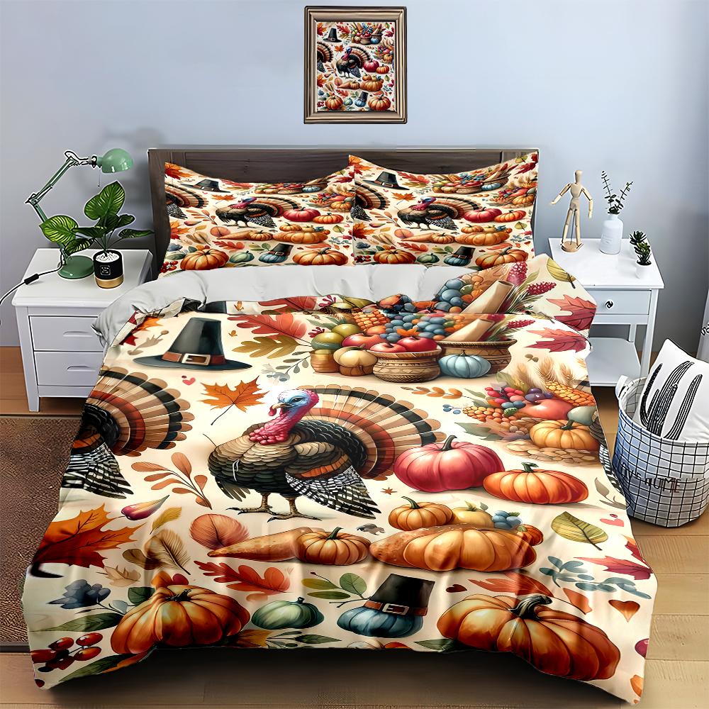 Turkey harvest theme. Bedding Duvet cover sets Duvet covers Pillowcases gifts (1 * Duvet Cover 2 * Pillowcases, without duvet insert)