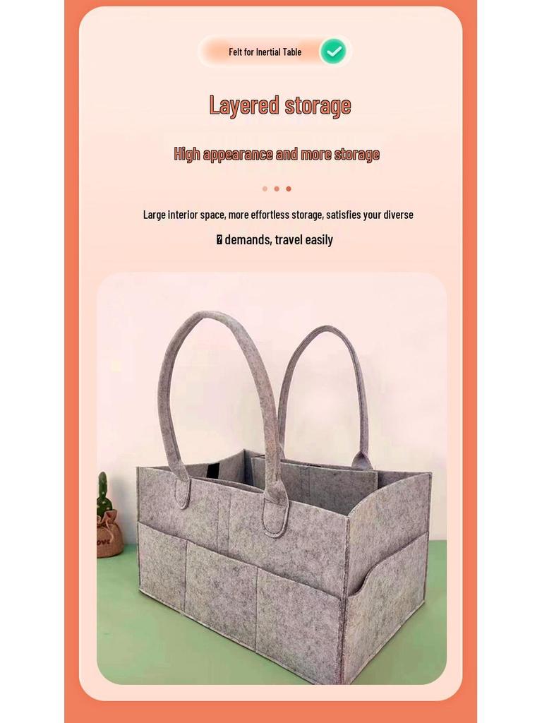 Light Grey Foldable Felt Diaper Tote Bag