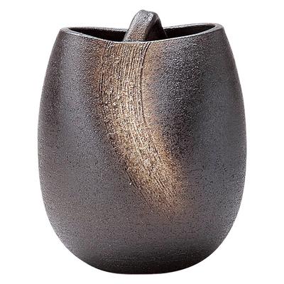 Shigaraki Ware Hechimon Blumenvase aus Keramik, Sockel, groß, handgefertigt, braun, sandgestrahlt, kammgemasert MR-1-2538