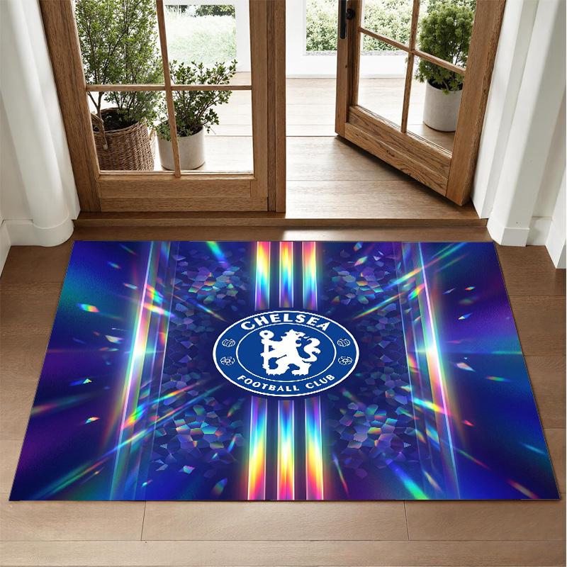 Chelsea FC Design Crystal Velvet Rug Soft Decorative Mat for Bedroom Entrance