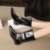 Designer Square Toe Women Slimming Knight Boots Elegant Female Wedges Low Heel Short Booties  De Mujer