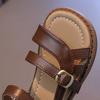 New Sandals Fashion Simple Retro Girls' Shoes Summer Flat Lightweight Kid Shoe Classic Elegant Daily Casual 2025 Beach Shoes