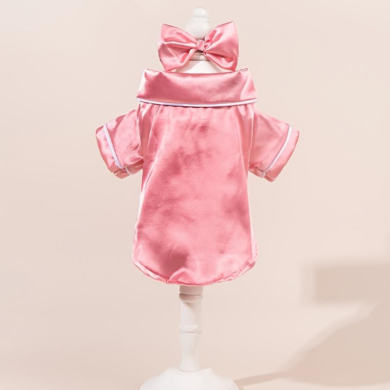 Pink Dog Cat Robe with Plush Collar Lace Trim All-Season Snap Fit Pet Bathrobe Machine Washable Cozy Outfit for Small to Medium Pets