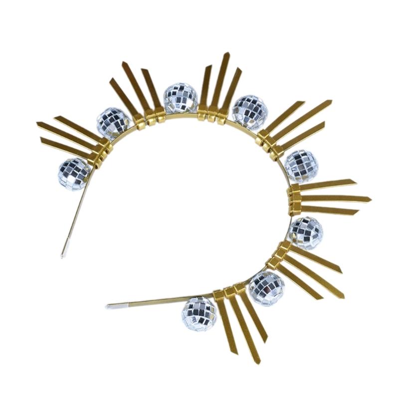 

Disco Ball Headband Sparkling Women Headwear Shimmering Hairband for Party Lovers Hair Accessory for Girls and Students золотий