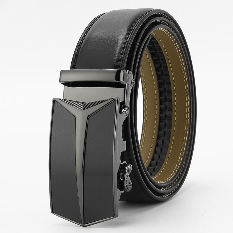 

Черный Кино Пряжка Мужской Ремень Двухслойная Коровья Кожа Автоматическая Пряжка Повседневный Деловой Мужской Ремень для Брюк Модный 110-130CM